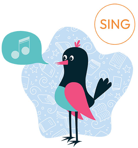 Cute illustration of a singing bird