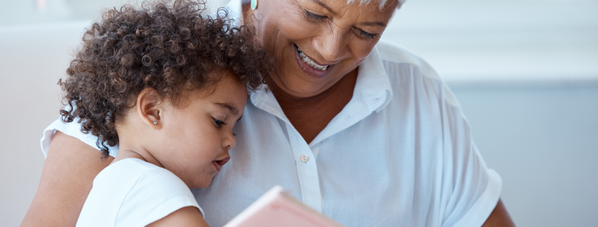 Grandmother reading to a child