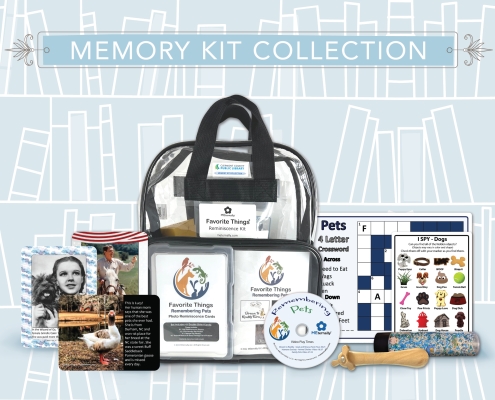 A clear plastic backpack with items in a Memory Kit