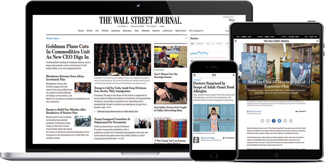 Screenshots of the Wall Street Journal
